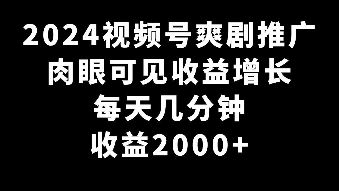 2024视频号爽剧推广，肉眼可见的收益增长，每天几分钟收益2000+-知库