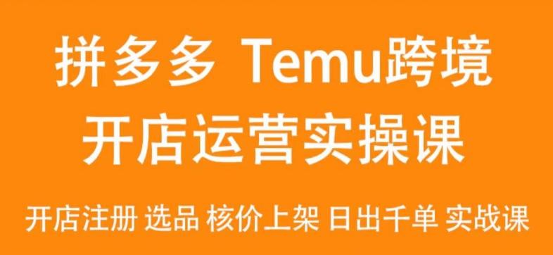 2024Temu最新玩法，Temu跨境开店运营实操课，开店注册/选品/核价上架/日出千单实战课-知库
