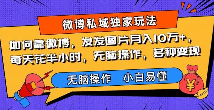 如何靠微博，发发图片月入10万+，‌每天花半小时，无脑操作，多种变现-知库