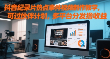 抖音纪录片热点事件视频制作教学，可过伙伴计划，多平台分发撸收益-知库