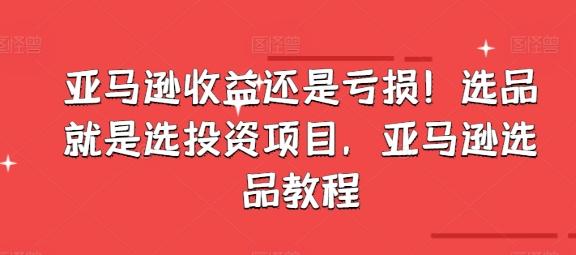 亚马逊收益还是亏损！选品就是选投资项目，亚马逊选品教程-知库