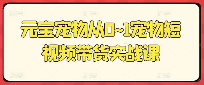 元宝宠物从0~1宠物短视频带货实战课-知库