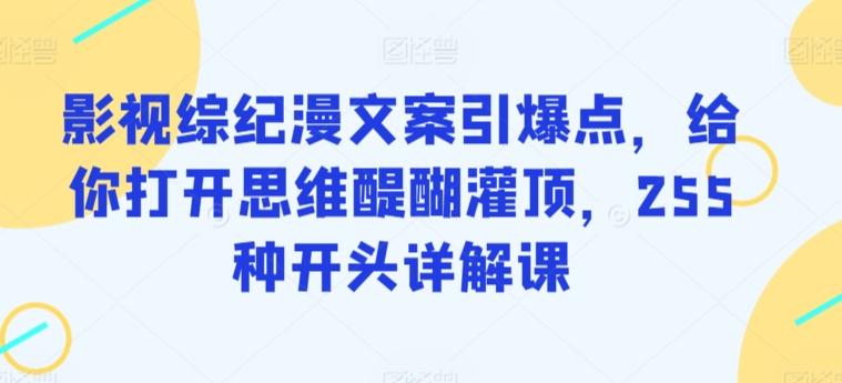 影视综纪漫文案引爆点，给你打开思维醍醐灌顶，255种开头详解课-知库