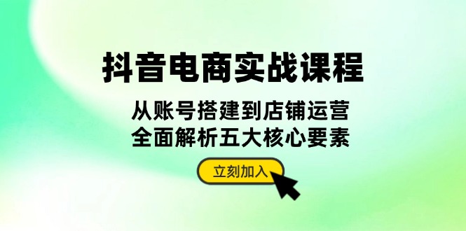 抖音 电商实战课程：从账号搭建到店铺运营，全面解析五大核心要素-知库