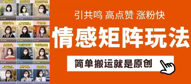 简单搬运，情感矩阵玩法，涨粉速度快，可带货，可起号【揭秘】-知库