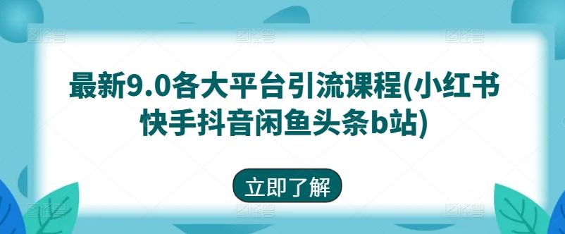 最新9.0各大平台引流课程(小红书快手抖音闲鱼头条b站)-知库