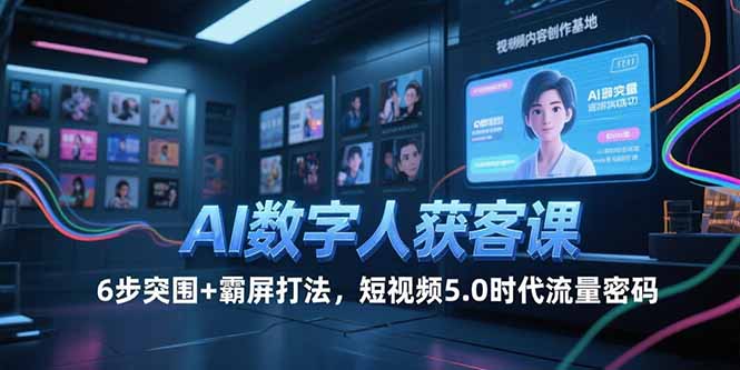 AI数字人获客课，6步突围+霸屏打法，短视频5.0时代流量密码-知库