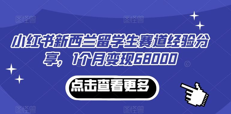 小红书新西兰留学生赛道经验分享，1个月变现68000【揭秘】-知库