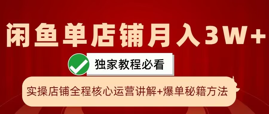 闲鱼单店铺月入3W+实操展示，爆单核心秘籍，一学就会【揭秘】-知库