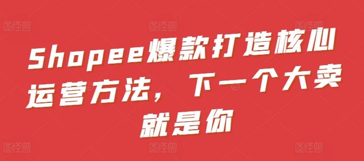 Shopee爆款打造核心运营方法，下一个大卖就是你-知库