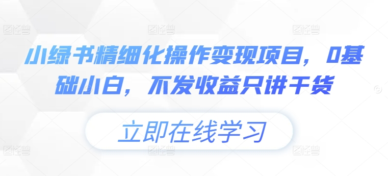 小绿书精细化操作变现项目，0基础小白，不发收益只讲干货-知库