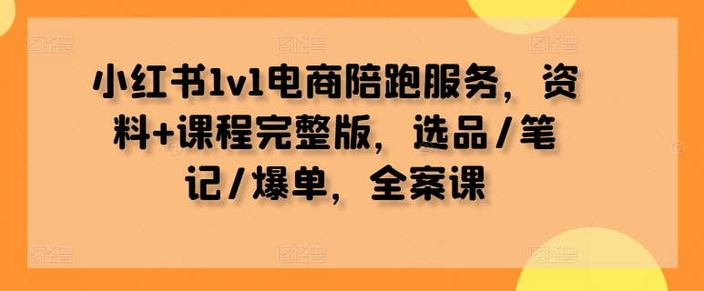 小红书1v1电商陪跑服务，资料+课程完整版，选品/笔记/爆单，全案课-知库