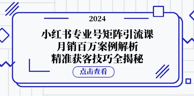 小红书专业号矩阵引流课，月销百万案例解析，精准获客技巧全揭秘-知库