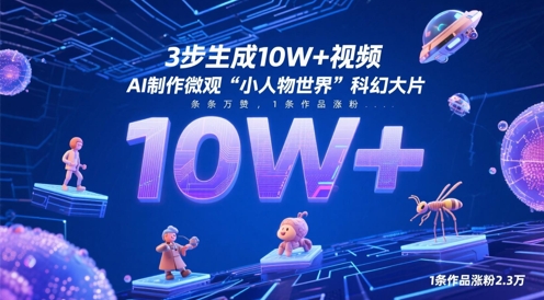 3步生成10W+视频，AI制作微观“小人物世界”科幻大片，条条万赞，1条作品涨粉2.3W-知库