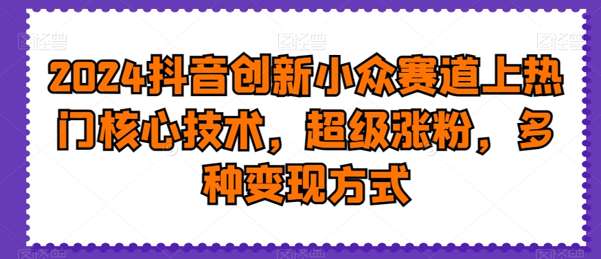 2024抖音创新小众赛道上热门核心技术，超级涨粉，多种变现方式【揭秘】-知库