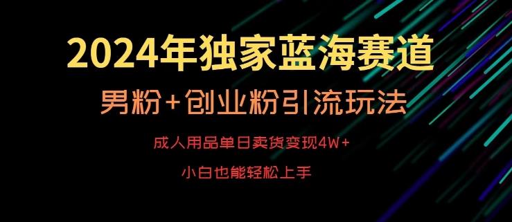 2024年独家蓝海赛道，成人用品单日卖货变现4W+，男粉+创业粉引流玩法，不愁搞不到流量【揭秘】-知库