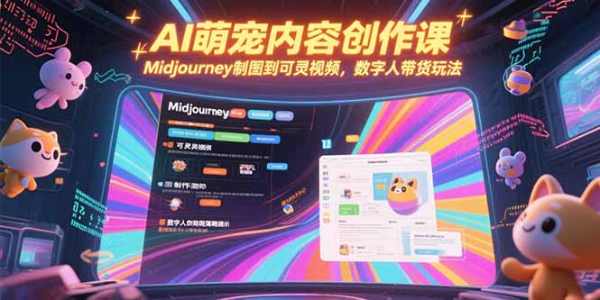 AI萌宠内容创作课，Midjourney制图到可灵视频，数字人带货玩法-知库