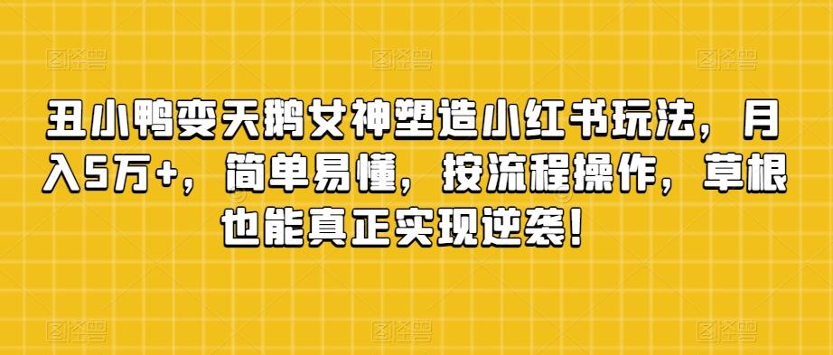 丑小鸭变天鹅女神塑造小红书玩法，月入5万+，简单易懂，按流程操作，草根也能真正实现逆袭！-知库