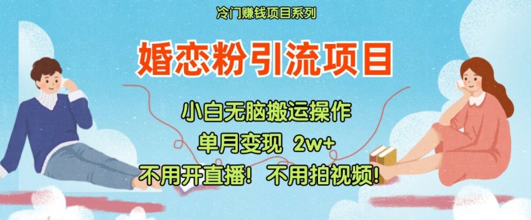 小红书婚恋粉引流，不用开直播，不用拍视频，不用做交付【揭秘】-知库