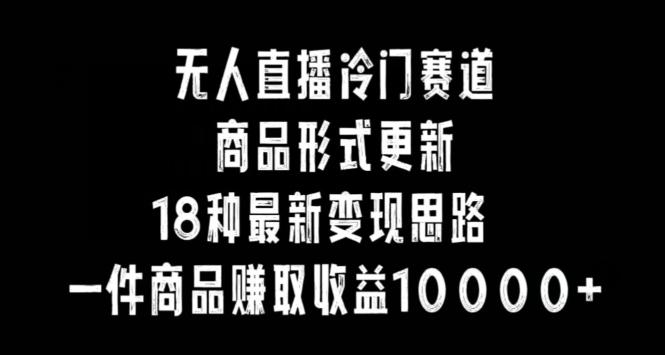 无人直播冷门赛道，商品形式更新，18种变现思路，一件商品赚取收益10000+【揭秘】-知库