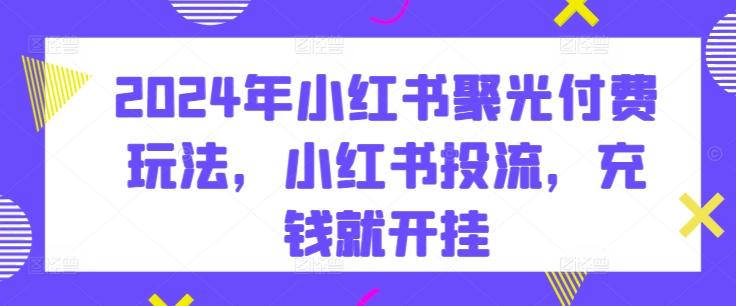 2024年小红书聚光付费玩法，小红书投流，充钱就开挂-知库