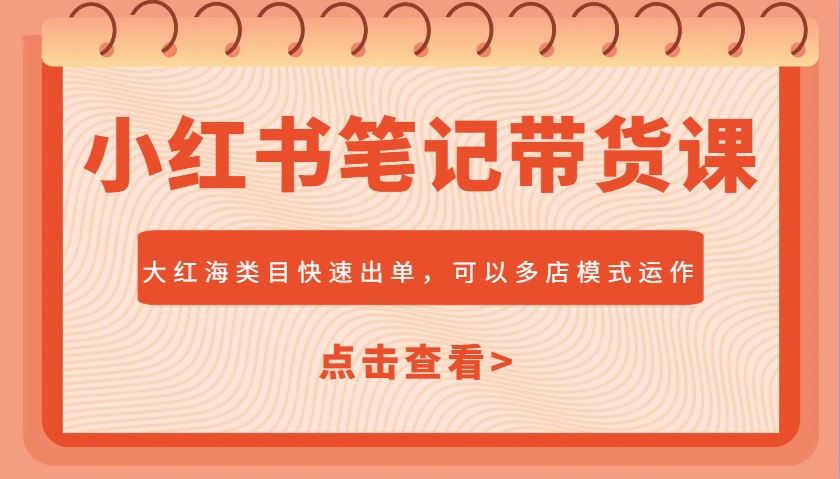 小红书笔记带货课，大红海类目快速出单，市场大，可以多店模式运作(更新)-知库