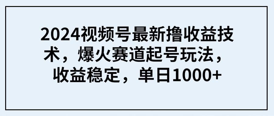 (9651期) 2024视频号最新撸收益技术，爆火赛道起号玩法，收益稳定，单日1000+-知库