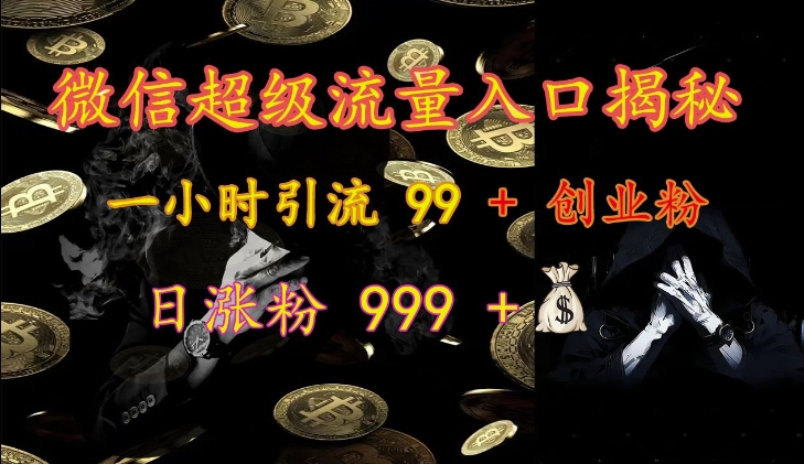 微信超级流量入口揭秘：一小时引流 99 + 创业粉，日涨粉 999 +-知库