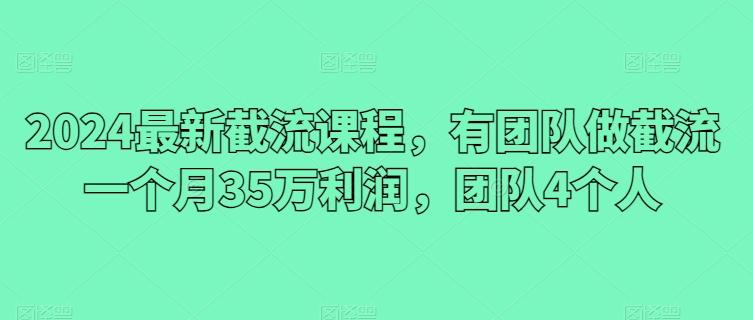 2024最新截流课程，有团队做截流一个月35万利润，团队4个人-知库