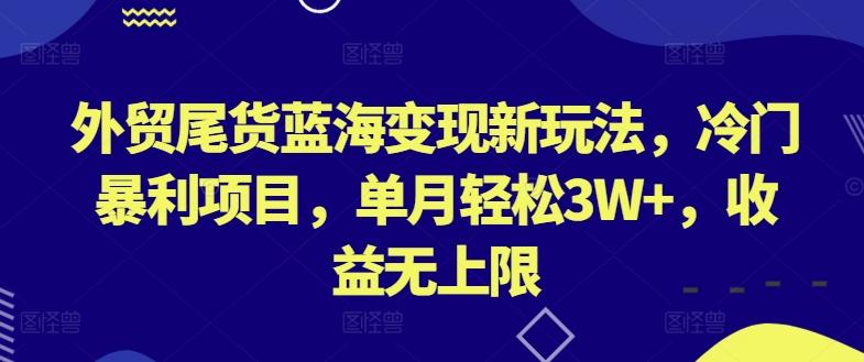 外贸尾货蓝海变现新玩法，冷门暴利项目，单月轻松3W+，收益无上限【揭秘】-知库