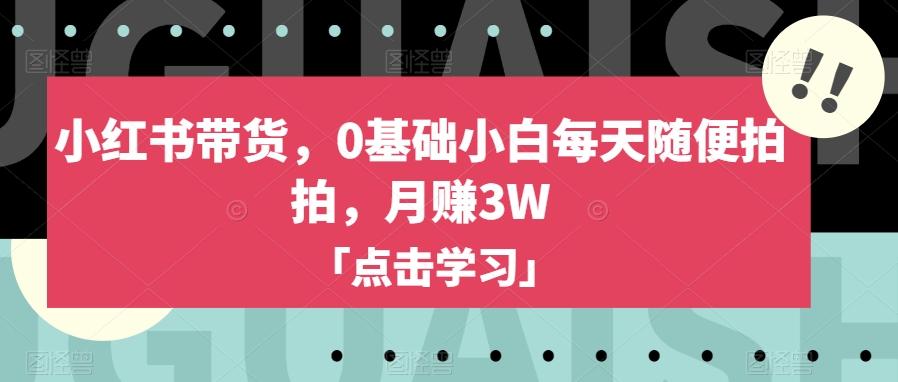 小红书带货，0基础小白每天随便拍拍，月赚3W【揭秘】-知库