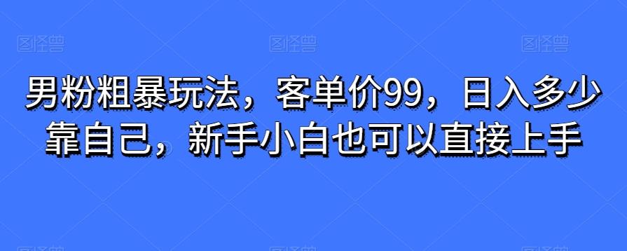 男粉粗暴玩法，客单价99，日入多少靠自己，新手小白也可以直接上手-知库