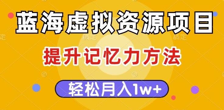 蓝海虚拟资源项目，提升记忆力方法，多种变现方式，轻松月入1w+【揭秘】-知库