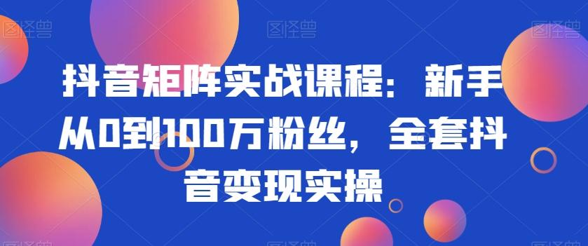 抖音矩阵实战课程：新手从0到100万粉丝，全套抖音变现实操-知库