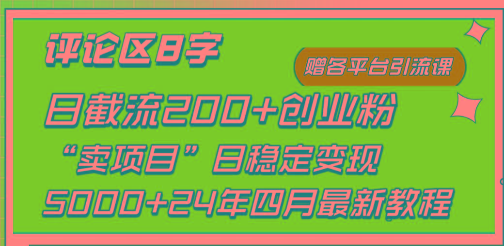 (9851期)评论区8字日载流200+创业粉  日稳定变现5000+24年四月最新教程！-知库