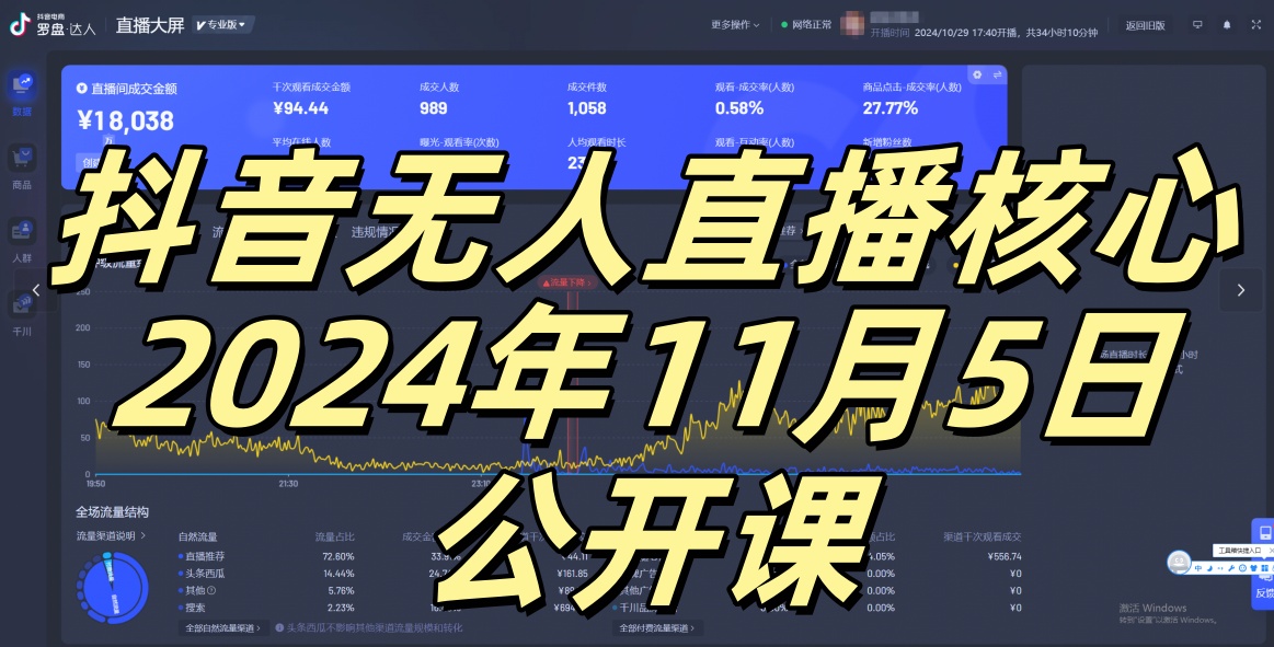 抖音无人直播核心公开课，咸鱼翻身小白可做带有睡后收入月入过万太简单【揭秘】-知库