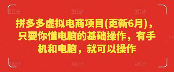 拼多多虚拟电商项目(更新6月)，只要你懂电脑的基础操作，有手机和电脑，就可以操作-知库