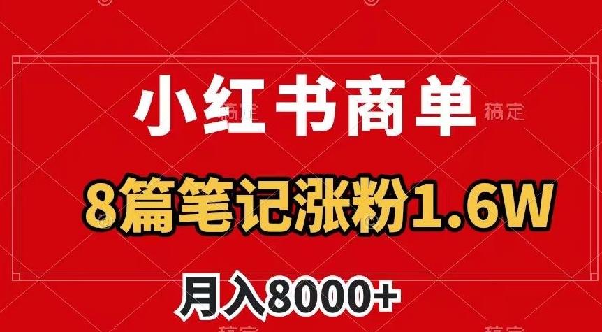 小红书商单最新玩法，8篇笔记涨粉1.6w，作品制作简单，月入8000+【揭秘】-知库