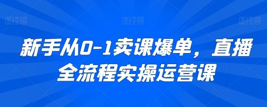 新手从0-1卖课爆单，直播全流程实操运营课-知库