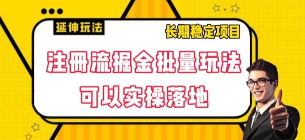 注册流掘金批量玩法，可以实操落地【揭秘】-知库
