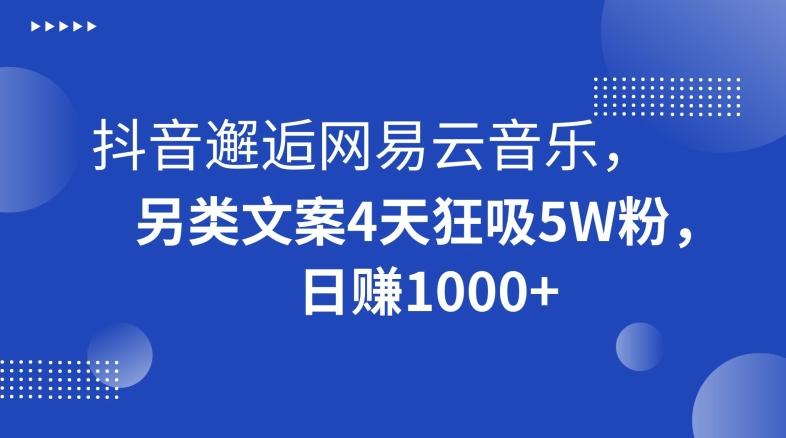 抖音邂逅网易云音乐，另类文案4天狂吸5W粉，日赚1000+【揭秘】-知库