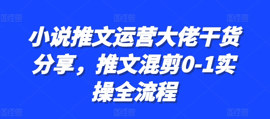 小说推文运营大佬干货分享，推文混剪0-1实操全流程-知库