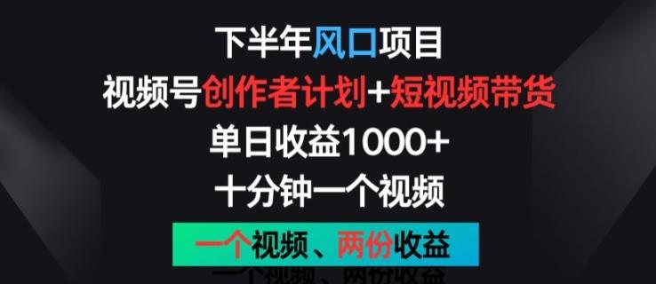 下半年风口项目，视频号创作者计划+视频带货，一个视频两份收益，十分钟一个视频【揭秘】-知库