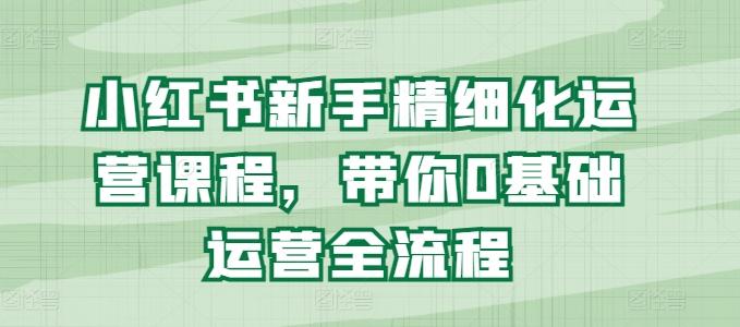 小红书新手精细化运营课程，带你0基础运营全流程-知库