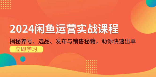 2024闲鱼运营实战课程：揭秘养号、选品、发布与销售秘籍，助你快速出单-知库