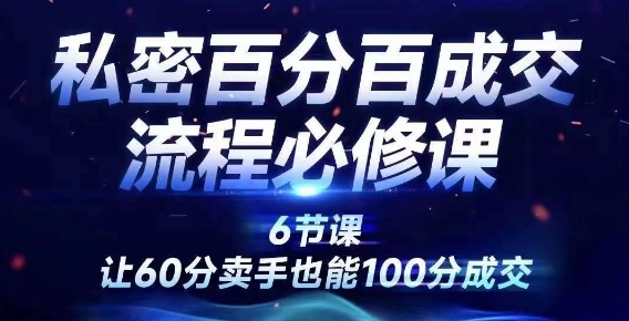 私密百分百成交流程线上训练营，绝对成交，让60分卖手也能100分成交-知库