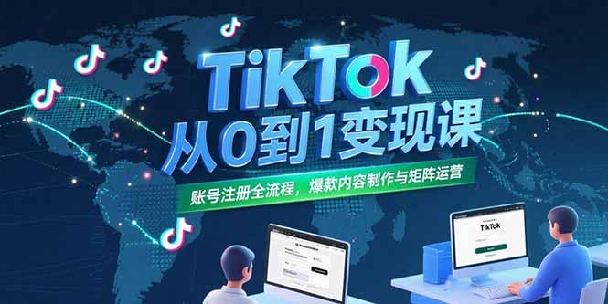 TikTok从0到1变现课，账号注册全流程，爆款内容制作与矩阵运营-知库