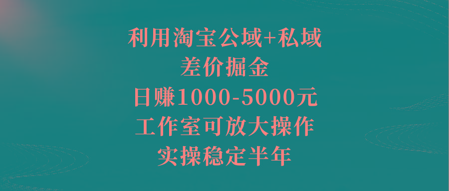 利用淘宝公域+私域差价掘金，日赚1000-5000元，工作室可放大操作，实操…-知库