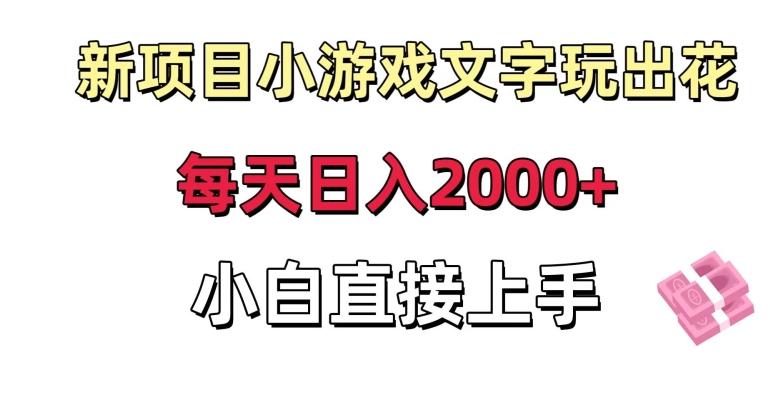 新项目小游戏文字玩出花日入2000+，每天只需一小时，小白直接上手【揭秘】-知库