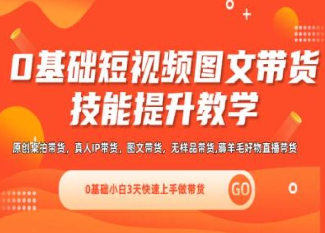 0基础短视频图文带货实操技能提升教学(直播课+视频课),0基础小白3天快速上手做带货-知库